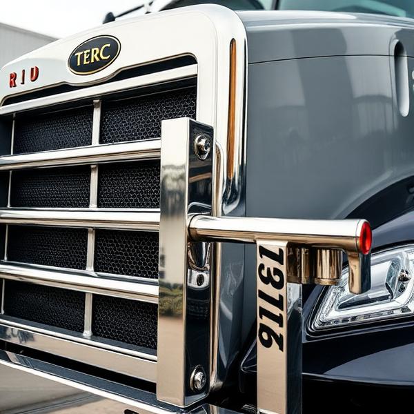 Chrome grille detail of a heavy-duty semi truck
