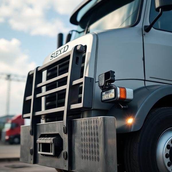 Close-up of a heavy-duty trailer head tractor unit